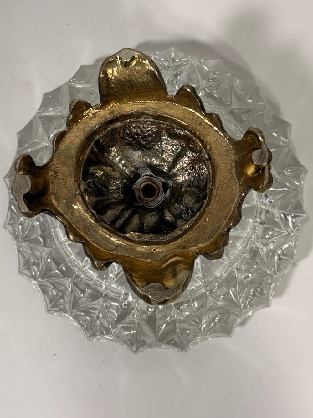 Vintage Crystal Gold Pedestal Ashtray Hollywood Regency - Picture 9 of 10